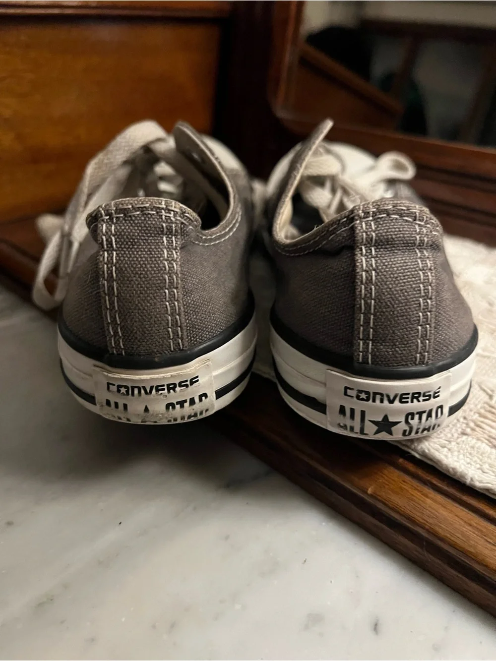 CONVERSE Classic All Star Low Top Casual Sneakers Grey White Kid's Size 3